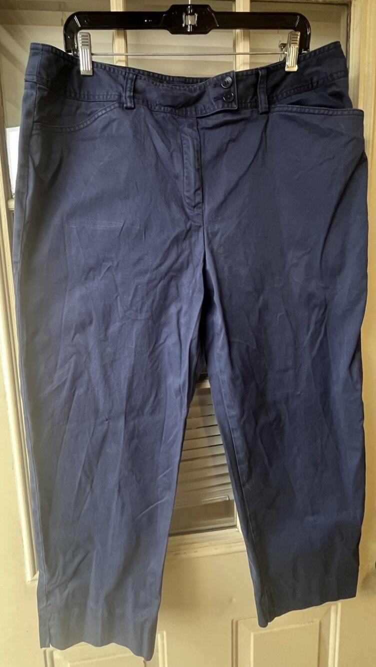 Jones New York Signature Stretch Size 16 Cropped Navy Pants